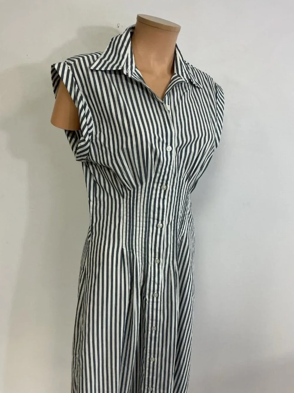 Abercrombie & Fitch Smocked Maxi Dress Nautical Button Front Womens Small